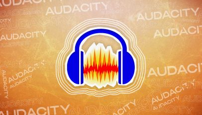 Audacity logo on an orange background