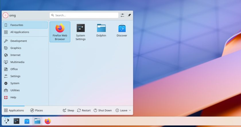 KDE app menu in Plasma 6.2