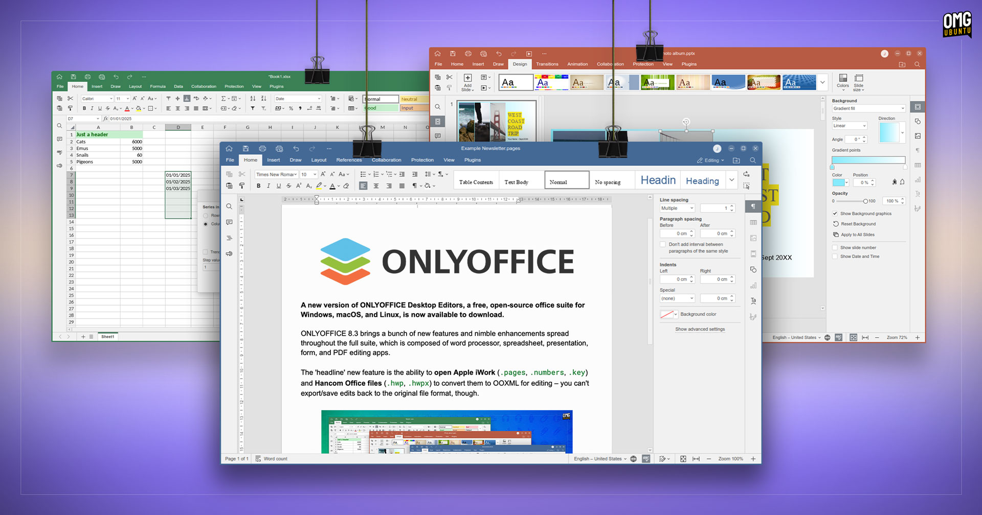 仅发布了唯一的office 8.3，现在支持Apple IWork文件